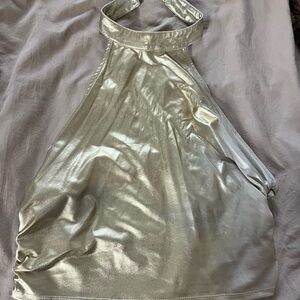 Edikted Shiny Silver Halter Chemise